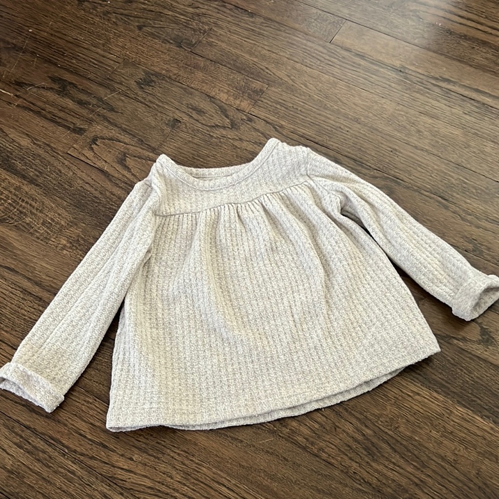 18M waffle knit beige top